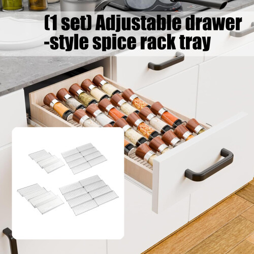 Three Tiers Step Spice Rack Drawer Shelf For Kitchen-S 4 slices 2