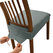 4 Stück Stretch-Jacquard-Stuhlsitzbezug, waschbarer-Hellgrau