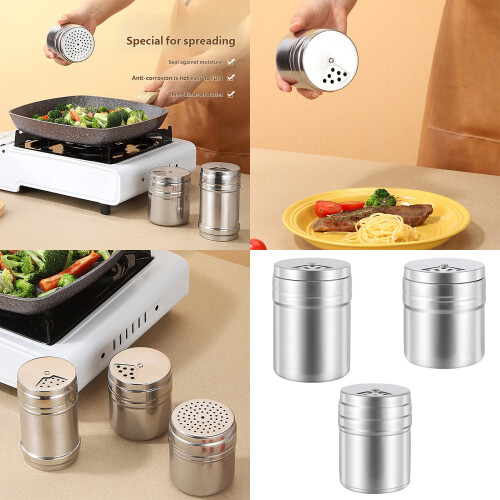 Lot de 3 pots à condiments en acier antirouille,-Polyvalent 1