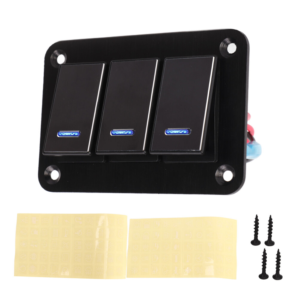 Marine Toggle Switch Panel Blue Led Light Waterproof Durable Aluminum Switch Button Easy Installation Universal For Boat Car Truck Rv Dc12v-24V 9139052784949