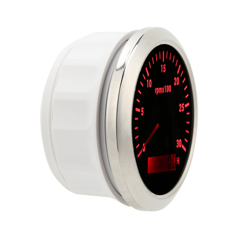 85Mm 3000Rpm Tachometer Gauge With Hour Meter Backlight Dc 9-32V Red 7621372425272