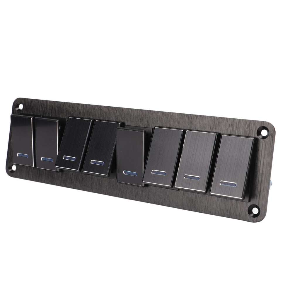 8 Gang Rocker Switch Panel 12-24V Aluminum Alloy Led Blue/Light 9481372353832