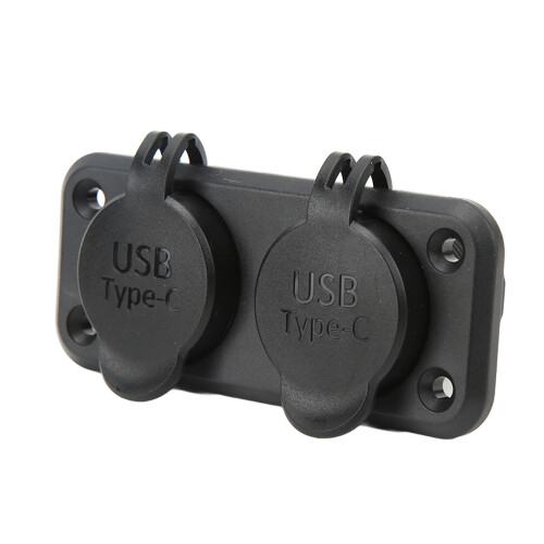 Διπλή υποδοχή USB με θύρα USB τύπου C, γρήγορη φόρτιση, προστασία από υπερφόρτωση, 2