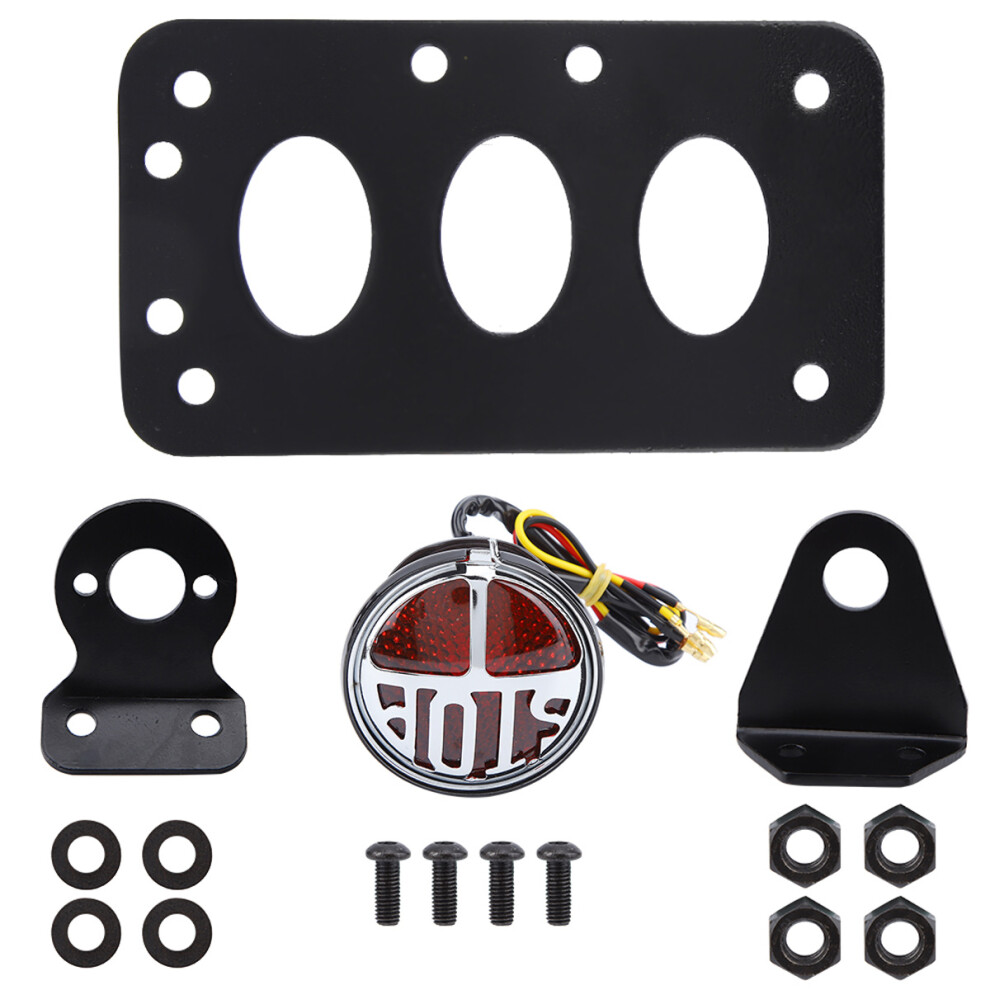 Integrated Motorcycle Tail Brake Strong Warning Function Low Energy Consumption Super Bright Rustproof Aluminum License Plate Light/Red 9190834846019