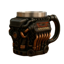 Mechanischer Themenbecher mit Edelstahlfutter und Harzen, großes