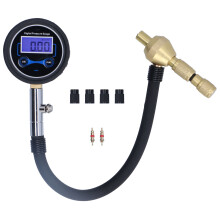 Kraftig luftchuck däcktrycksmätare med pump, längre slang, stor display, noggrann lufttrycksmätare, vridbar luftchuck, universal, modern stil