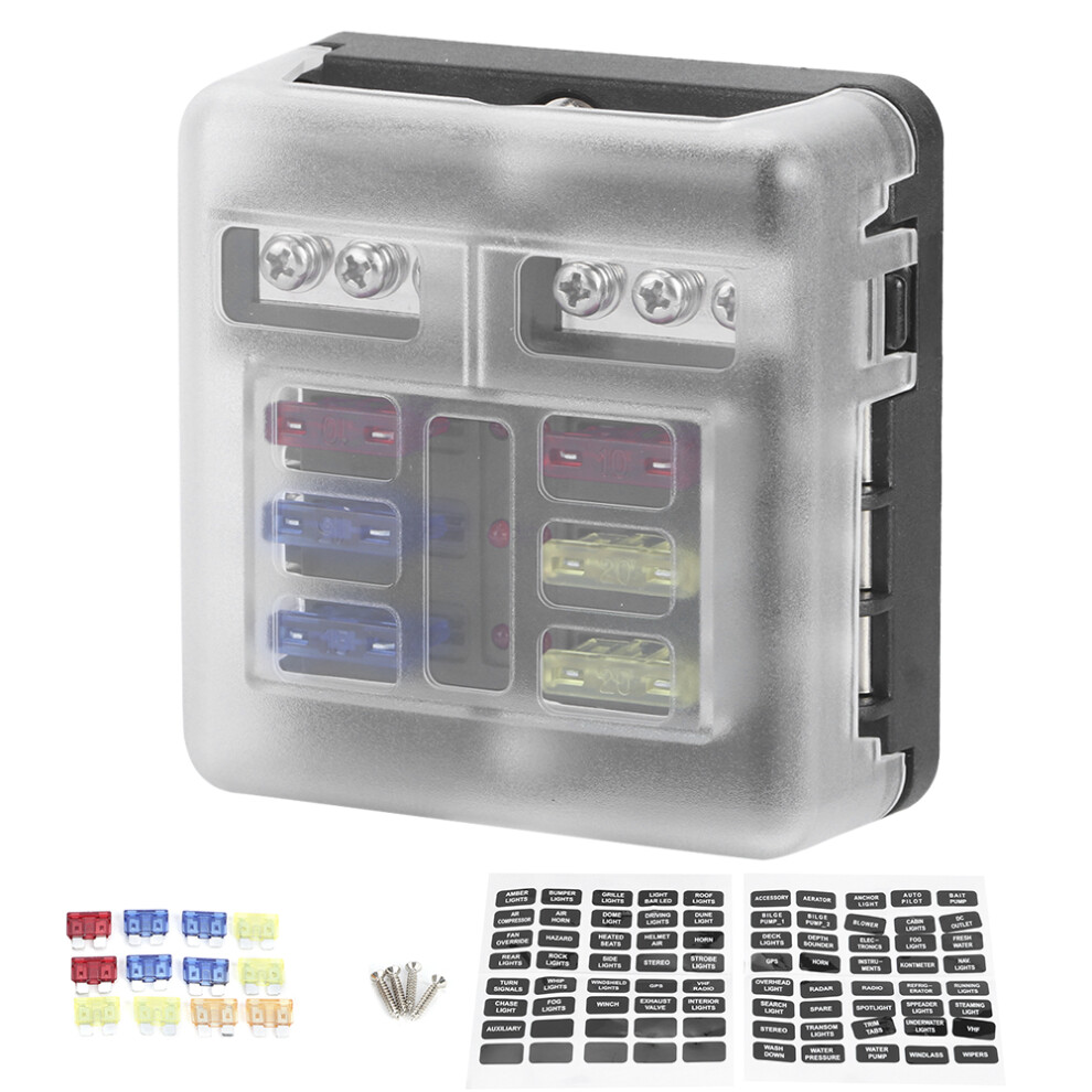 Flame Retardant Fuse Box 12V Automotive Waterproof Fuse Block With Negative Bus Led Indicator Uni Protect Rapid Fix For Rv Boat Car Marine Vehicle 9190834412320