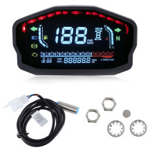 Motorcycle Gauge With Lcd Display, Color Adjustable Screen Motorcycle Tachometer Digital Speedometer For 1-6 Gear Indication