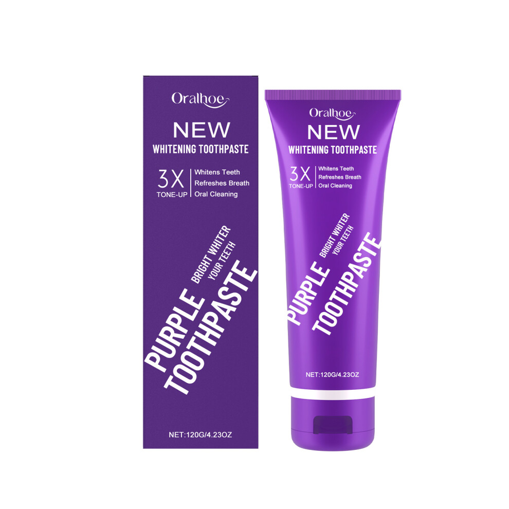 (120g) Purple toothpaste, daily gentle care, tooth stain removal, odor care, fresh and solid glaze cleaning toothpaste