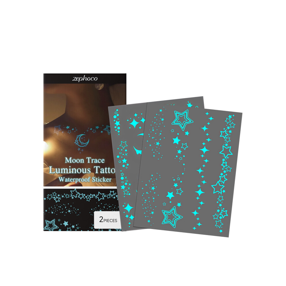 (2PIECES) Luminous tattoo stickers Create party dance long-lasting makeup body face universal tattoo stickers