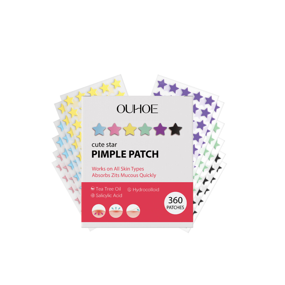 (360patches) Star-shaped acne patches, daily gentle cleansing and skin concealer, star-shaped water glue facial acne patches