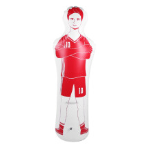 Inflatable Soccer Dummy Goalkeepr Air Mannequin Kick Defender Wall Goalkeeper Defender Training for Kids Adults, 40x160cm Red