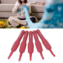 Beginner to Pro 5pcs Red Ergonomic Crochet Hook Set 6.5‑10mm Aluminum Needles