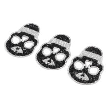 3 piezas de parches de hierro: calavera negra con rhinestone
