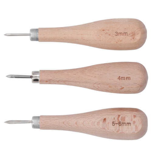 Leather Sewing Awls with Incisive Knife Edge and Smooth Beech Handle 2