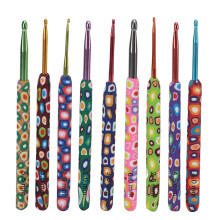 Set de croșete ergonomice, mâner din cauciuc moale pentru mâini artritice, ace de tricotat extra lungi cu model floral, material ușor din aluminiu