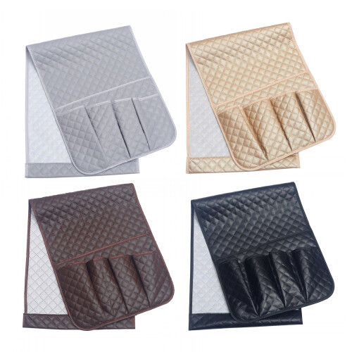 Dense PU Leather Sofa Armrest Home Bag Multiple Purpose-gold 1