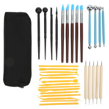 Tonmodellierwerkzeug-Set, 33-teiliges Set mit Werkzeugen für die detailreiche Keramik-Steinmalerei, inklusive Edelstahlstäben und Silikonstiften