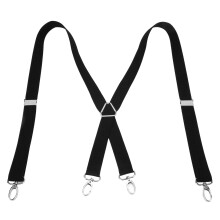 Mens Black Suspenders 2.5x110cm Adjustable Stretchable with 4 Metal Clips