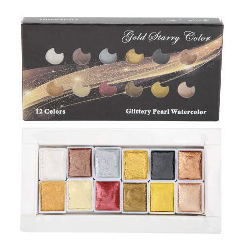 12-teiliges Aquarellfarben-Set mit 1