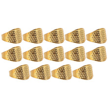 Anello di protezione per dito regolabile in metallo di rame per cucito, design comodo, resistente e durevole per lavori di cucito manuali.