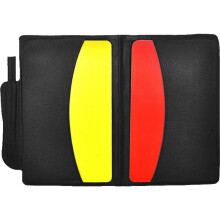 Referee Card Set Leather Soccer Referee Record Book, Fluorescent Red And Yellow Cards, Pencil Included, 4.33 X 3.15 In