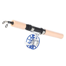 26in Telescopic Ice Fishing Rod & Reel Set - Blue, Portable, Model FD50