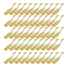 50 Stück Silikon Anglerköder Weiche Paddle Tail Swimbaits Gelb Grün 5x0,5cm