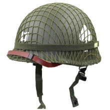 WW2 American M1 Helmet Replica With Camouflage Net Cover And Mesh Canvas Chin Strap Olive Drab Color