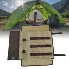 leichter Khaki-Zeltpflock-Aufbewahrungsbeutel mit Mesh-Tasche – 63 cm
