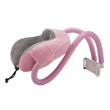 Item essencial para viagens: Travesseiro de pescoço ergonômico com toque suave e massagem vibratória para uso em aviões, trens e escritórios.
