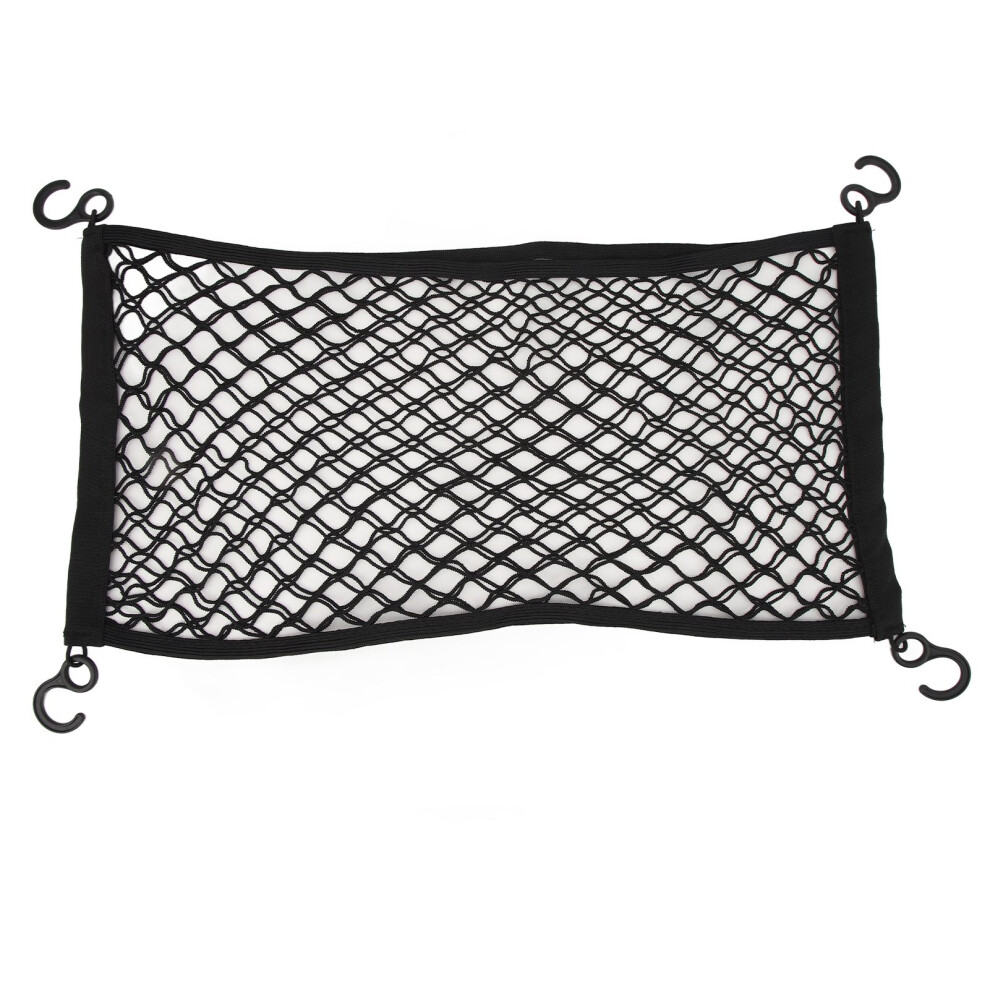 Trunk Cargo Net Mesh Storage Double Mesh Car Organizer Hook-On Design Stretchable Material Universal Fit High Elastic Covered Edge Latex Material With 9463374500087
