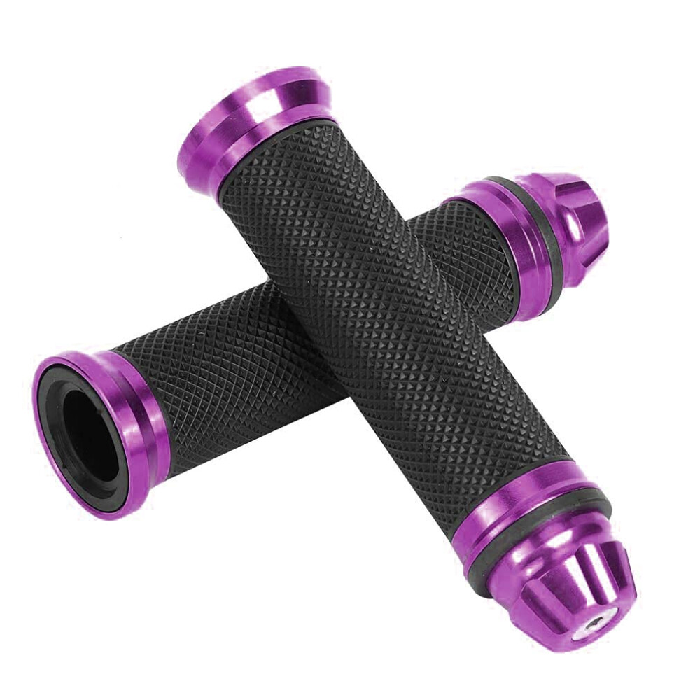 Motorcycle Handlebar Grips Universal 7/8 Inch Handlebars Cnc Aluminum Rubber Antiskid One Pair Purple 9189345925832