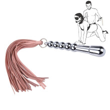 Erotic Leather Flogger Slave Flogger Whip, Metal Chain Whip Sex Toy Accessory for Adults for SM Sex Strap Flogger Ex Toy Cosplay, Pink normal Pink