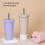 Ergonomic Handle Insulated Straw Cup Stainless-bluish white 7