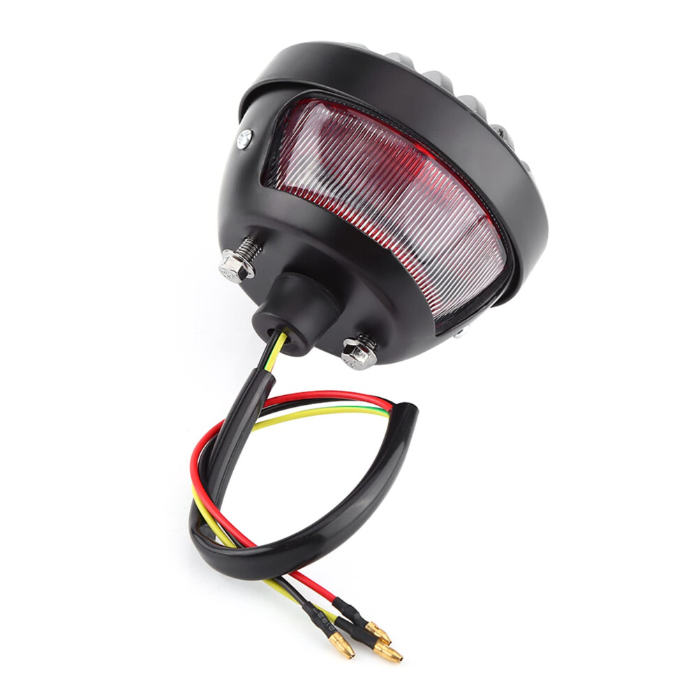 Round Metal Motorcycle Tail Brake Waterproof Tail Replacement For Bobber Chopper Scooters Atv Black/Light 9426802232882