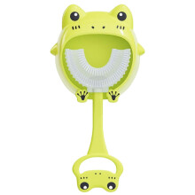 Silicone round brush for all teeth, children's toothbrush, kids' toothbrush trainer, full mouth toothbrush, Sbrush Green Frog.