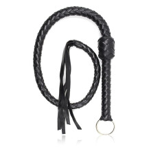 Whip SM Flogger Braided Leather Black Horse Whip Whip Adult Leather Whip Couples Spanking Flirting Whip SM Sex Toy Fetish for Couples, Length 116 cm