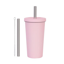 Tasse d'eau amicale de voyage d'isolation à double-rose clair
