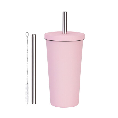 Tasse d'eau amicale de voyage d'isolation à double-rose clair