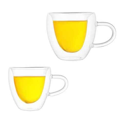 Double Walled Glass Cup with Handle For Coffee Teas And-180ml 1