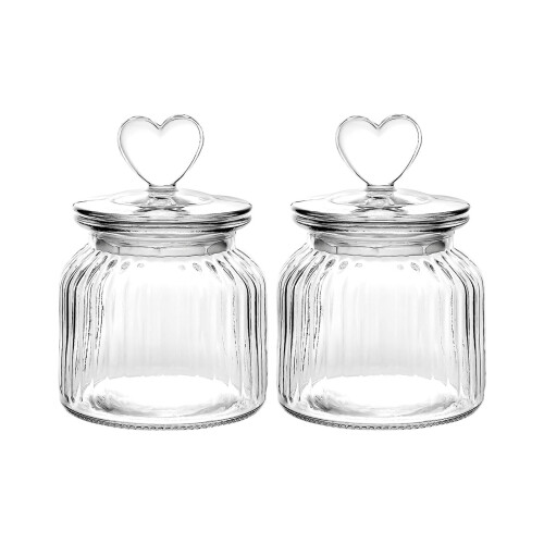 Practical Kitchens Jars 650ml Decorative Lid Clear Vertical-A