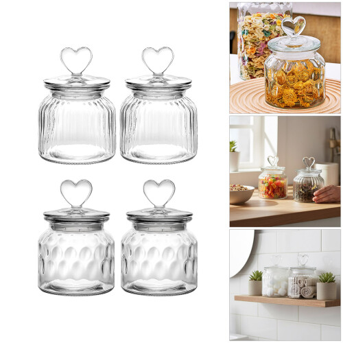 Practical Kitchens Jars 650ml Decorative Lid Clear Vertical-B 1
