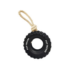 Durability Rubber Rope Tire Chew Toy For Dog With Treat-Black
