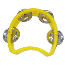 Plastic Handheld Percussion Tambourine with 4 Bells, Yellow for Kids School Party