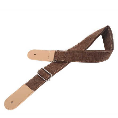Baumwoll- und Leinen-Adjustable Ukulelengurt mit Leder-Endknopf, Kaffee