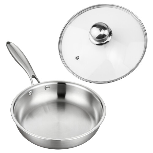 Professional 410 Stainless Steel Pan Ergonomic Handle-26CM