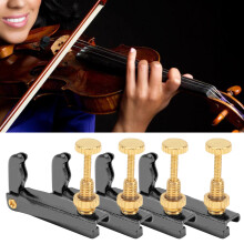 Fine Craft 4Pcs Black Violin Tuners Set for 3/4-4/4 Cello String Tool