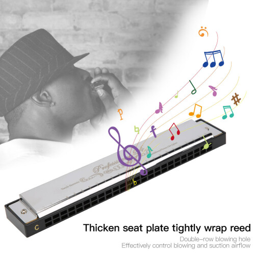 Professional C Key 24-Hole Harmonicas - Full Soft Sound Quality 2