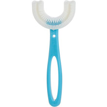 AllRounded UShaped Kids Toothbrush, UShaped Full Mouth Toothbrush, Silicone Bristles, Massage Gums, AllRound Cleaning Toothbrush, SBlue, XXXS